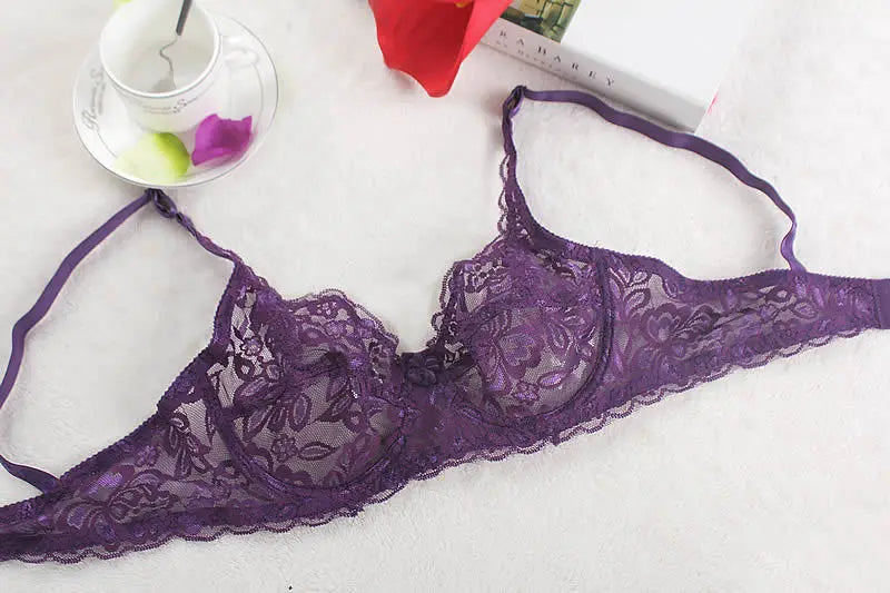 Bralette Women Lace Bra Thin Underwire Push Up Bra Underwear Sexy Lingerie Brassiere Embroidery