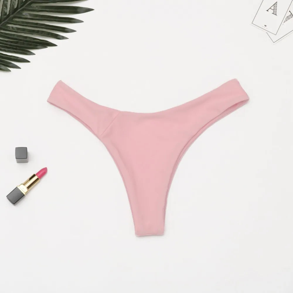2025 Sexy Bikini Bottoms Brazilian Swimwear Women Briefs Thong Low Waist Swimsuit Bottom Solid Cheeky Bikini Bottom Swim Trunks