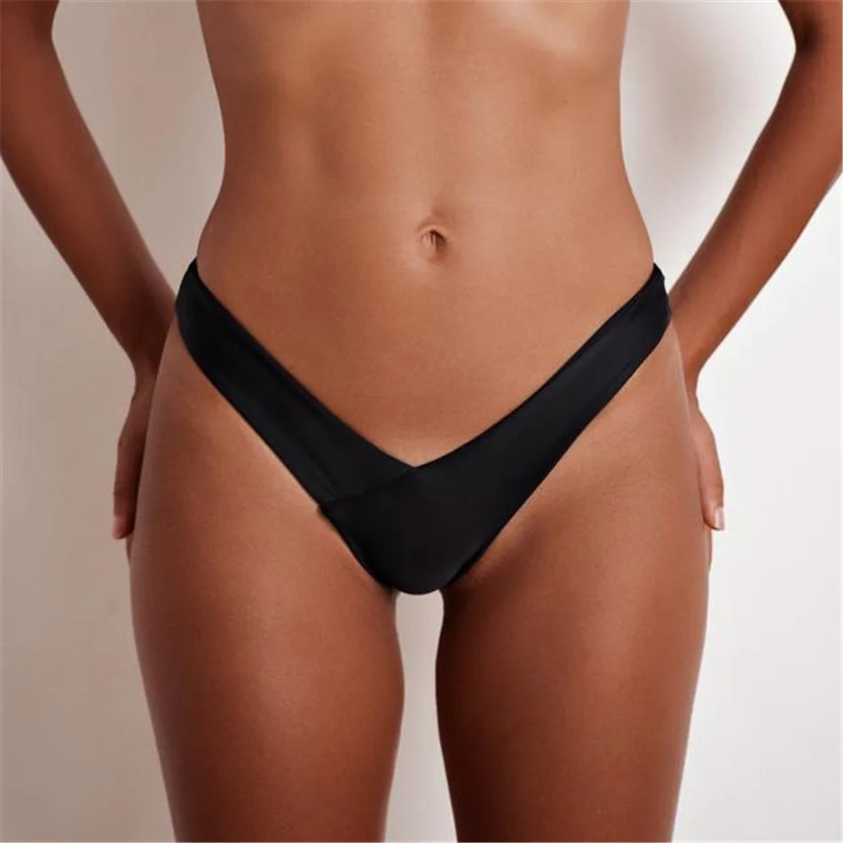 2025 Sexy Bikini Bottoms Brazilian Swimwear Women Briefs Thong Low Waist Swimsuit Bottom Solid Cheeky Bikini Bottom Swim Trunks