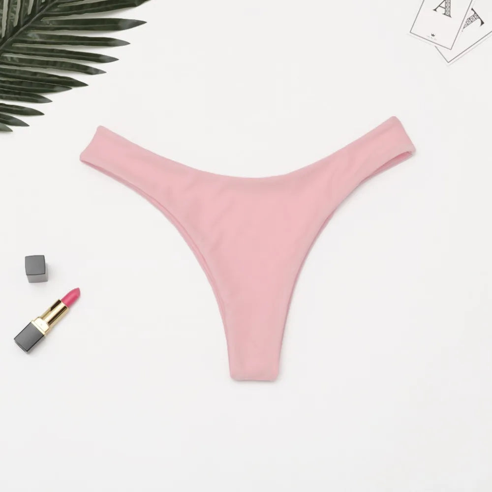 2025 Sexy Bikini Bottoms Brazilian Swimwear Women Briefs Thong Low Waist Swimsuit Bottom Solid Cheeky Bikini Bottom Swim Trunks