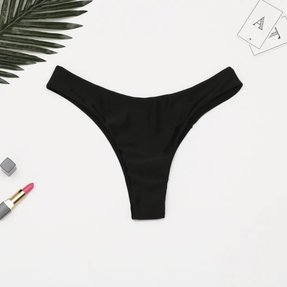 2025 Sexy Bikini Bottoms Brazilian Swimwear Women Briefs Thong Low Waist Swimsuit Bottom Solid Cheeky Bikini Bottom Swim Trunks
