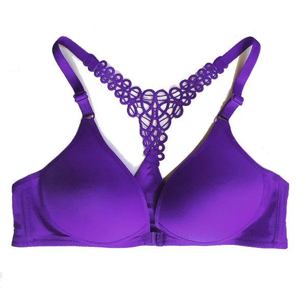 Push Up Women Plunge Bra Women Plus Size Backless Bras for Ladies Front Closure Underwire Bra  Sexy 3/4 Cup Padded Bralette