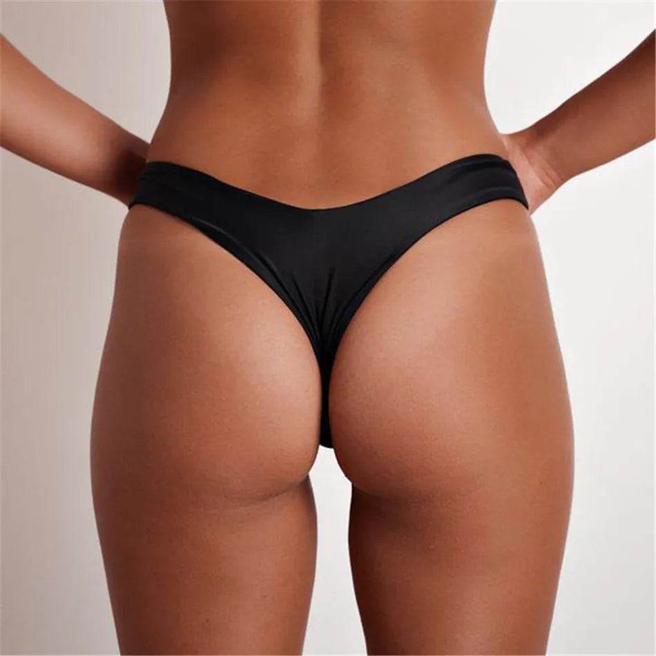 2025 Sexy Bikini Bottoms Brazilian Swimwear Women Briefs Thong Low Waist Swimsuit Bottom Solid Cheeky Bikini Bottom Swim Trunks