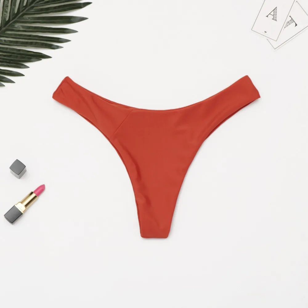 2025 Sexy Bikini Bottoms Brazilian Swimwear Women Briefs Thong Low Waist Swimsuit Bottom Solid Cheeky Bikini Bottom Swim Trunks