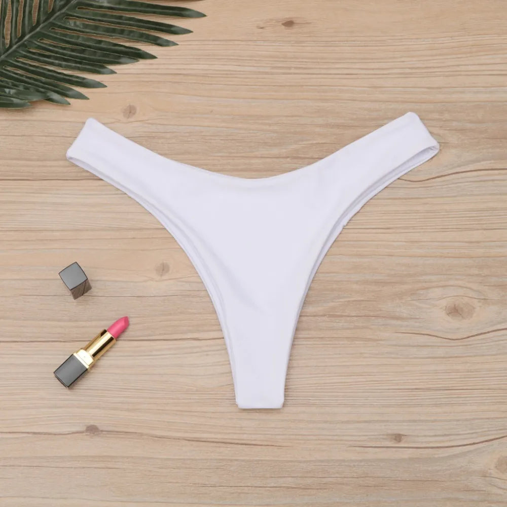 2025 Sexy Bikini Bottoms Brazilian Swimwear Women Briefs Thong Low Waist Swimsuit Bottom Solid Cheeky Bikini Bottom Swim Trunks
