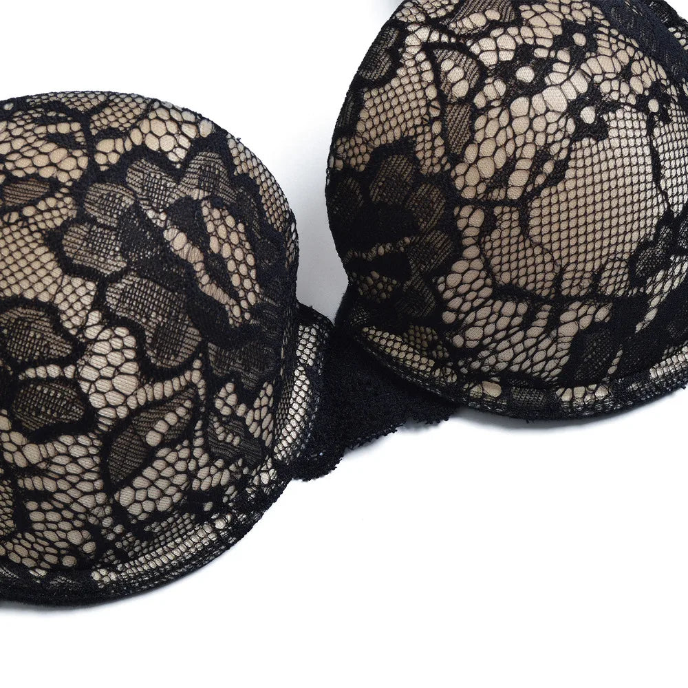Push Up Women's Bra Sexy Everyday Floral Embroidery Underwire Lace Bralette Plus Size A B C D DD E Cups 70 75 80 85 90 95 100