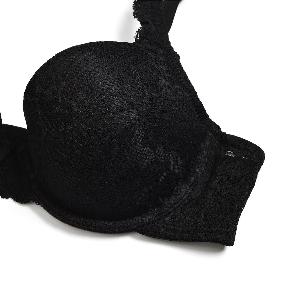Push Up Women's Bra Sexy Everyday Floral Embroidery Underwire Lace Bralette Plus Size A B C D DD E Cups 70 75 80 85 90 95 100