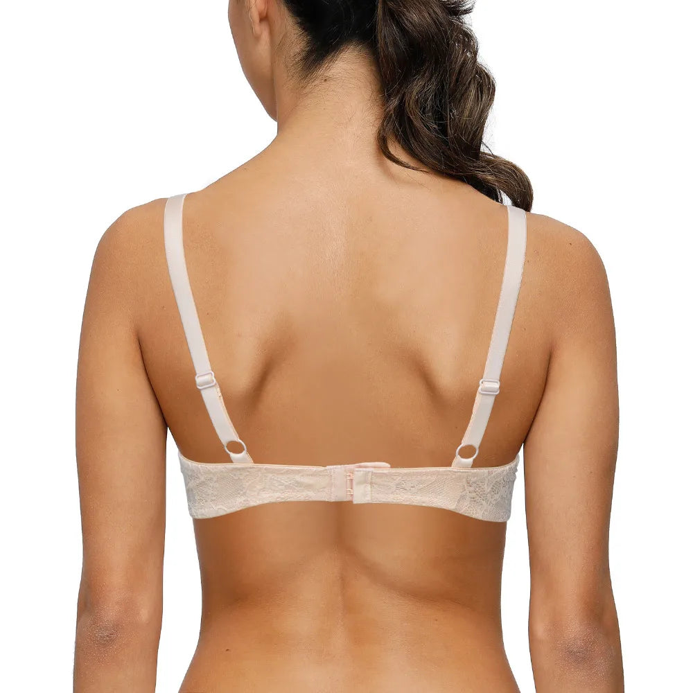 Push Up Women's Bra Sexy Everyday Floral Embroidery Underwire Lace Bralette Plus Size A B C D DD E Cups 70 75 80 85 90 95 100