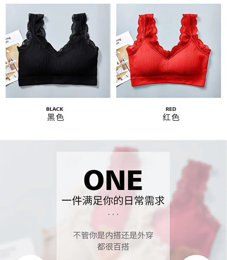 Sexy Lace Bras For Women Without Bones Underwire Push Up Sports Vest Tank Top Pads Invisible Back Bra Without Cups