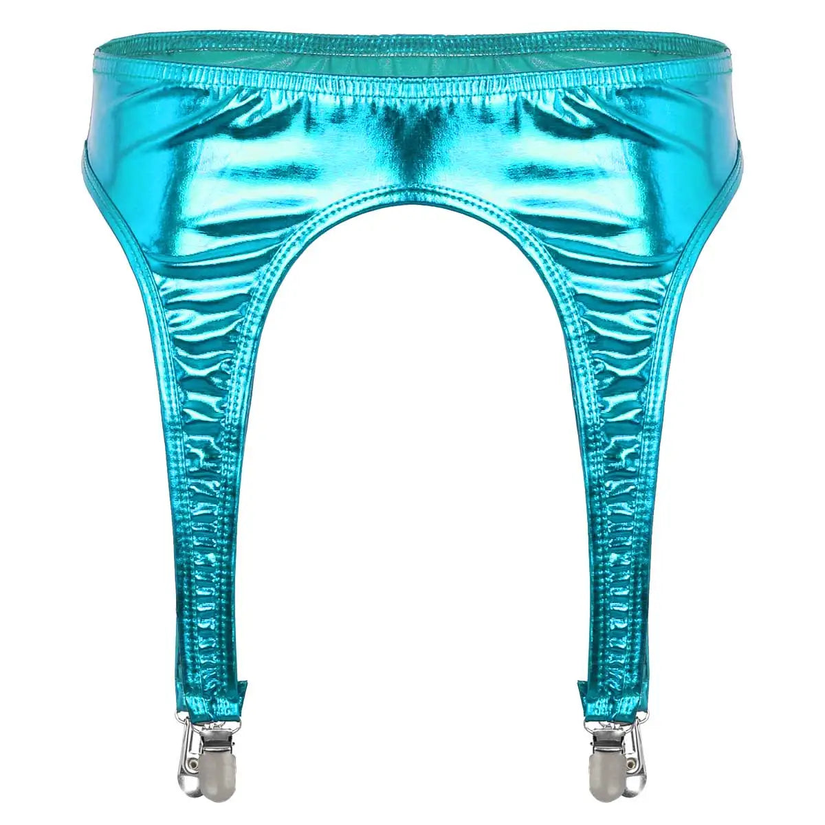 Women's Garters Gothic Lingerie Shiny Metallic High Waist Suspender for Thigh High Stockings Rave Festival Pole Dance Costume