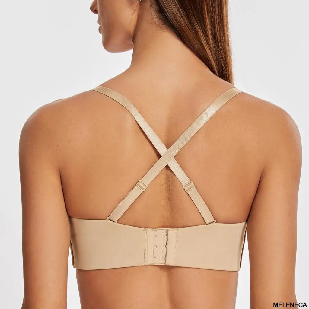 Women's Strapless Bra for Large Bust Minimizer Unlined Bandeau with Underwire