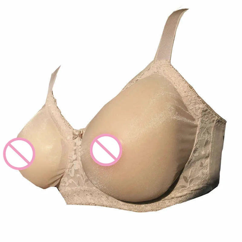 D-H Huge Cup See-Through Pocket Bra Shemale Drag Queen Crossdresser Mastectomy Bra for Silicone Breast Forms Fake Boobs