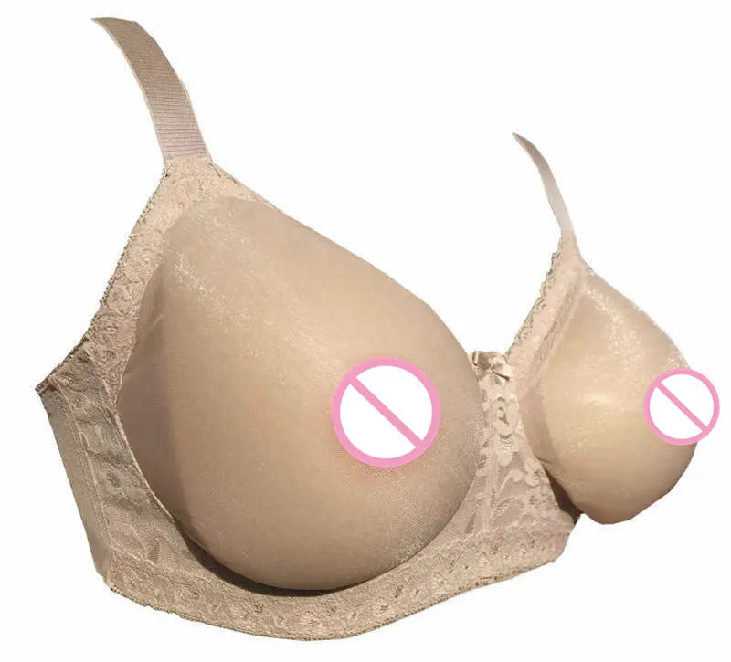 D-H Huge Cup See-Through Pocket Bra Shemale Drag Queen Crossdresser Mastectomy Bra for Silicone Breast Forms Fake Boobs