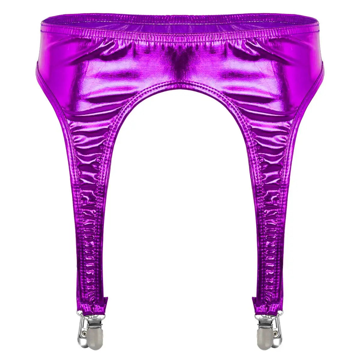 Women's Garters Gothic Lingerie Shiny Metallic High Waist Suspender for Thigh High Stockings Rave Festival Pole Dance Costume