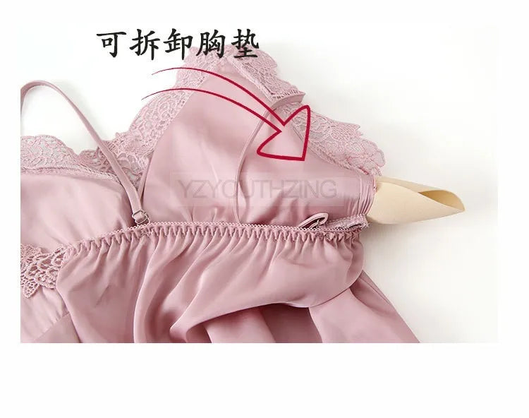 Pajama Set Women Lace Trim Satin Sleepwear Pyjamas Pour Femme Summer Nightwear With Pants Casual Home Wear Kimono Robe Gown PJS