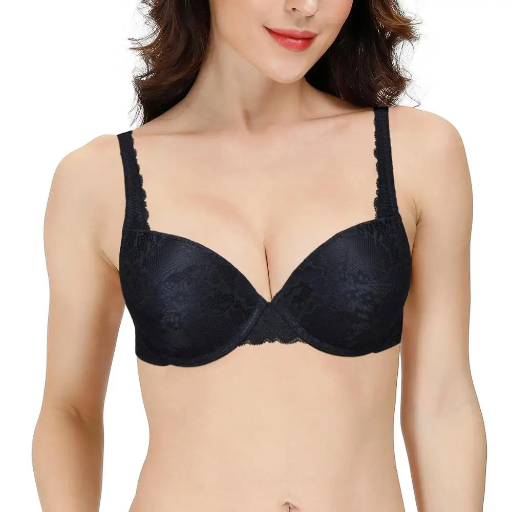 Push Up Women's Bra Sexy Everyday Floral Embroidery Underwire Lace Bralette Plus Size A B C D DD E Cups 70 75 80 85 90 95 100