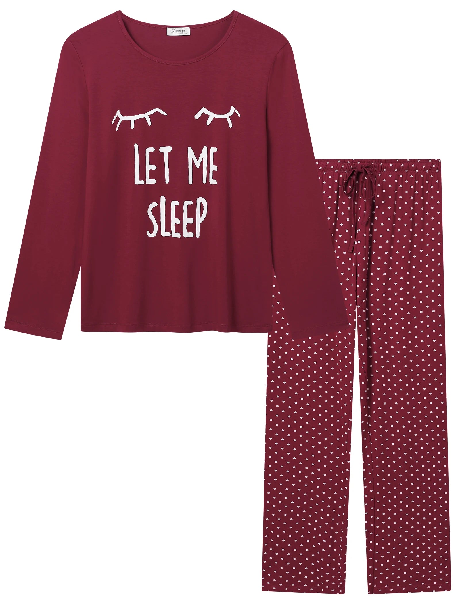 Joyaria Round Neck Pajama for Women Long Sleeve Top and Pants Pjs Set with Pockets