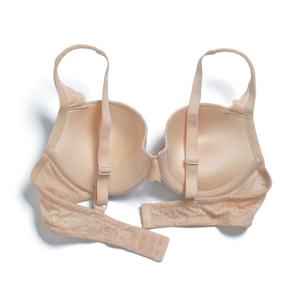 Push Up Women's Bra Sexy Everyday Floral Embroidery Underwire Lace Bralette Plus Size A B C D DD E Cups 70 75 80 85 90 95 100