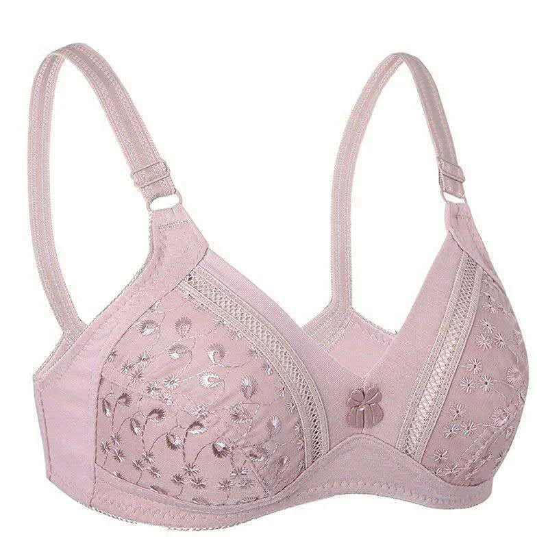 Cotton bra wirefree full coverage lace bralette top women underwear lingerie Breathable embroidery Hollow out Minimizer bras C23