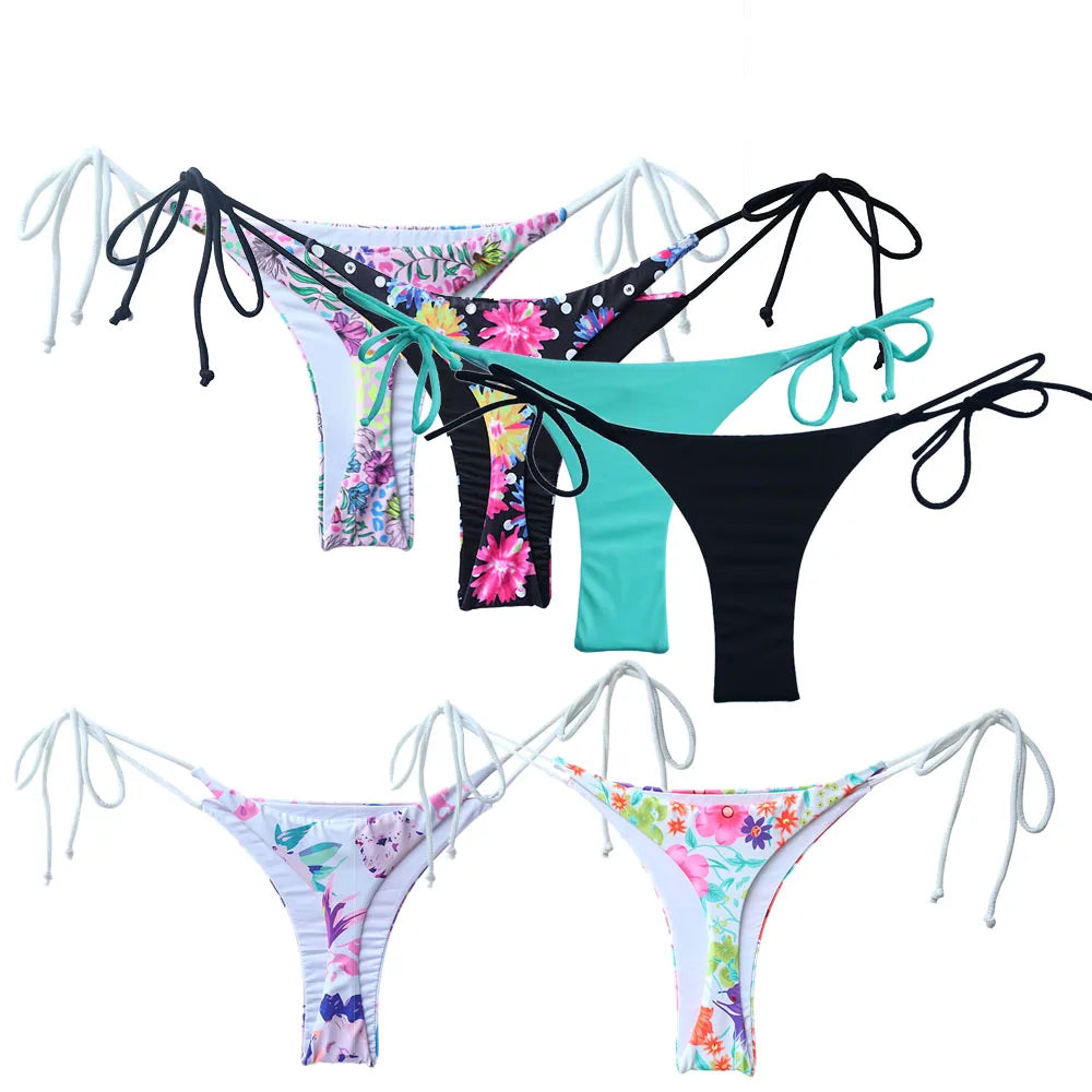 Womens Bikini Bottoms Wholesale Sexy Swimsuit Thong Vintage Swimwear Printing Brazilian Biquini Designer Bikinis T-back Cheeky