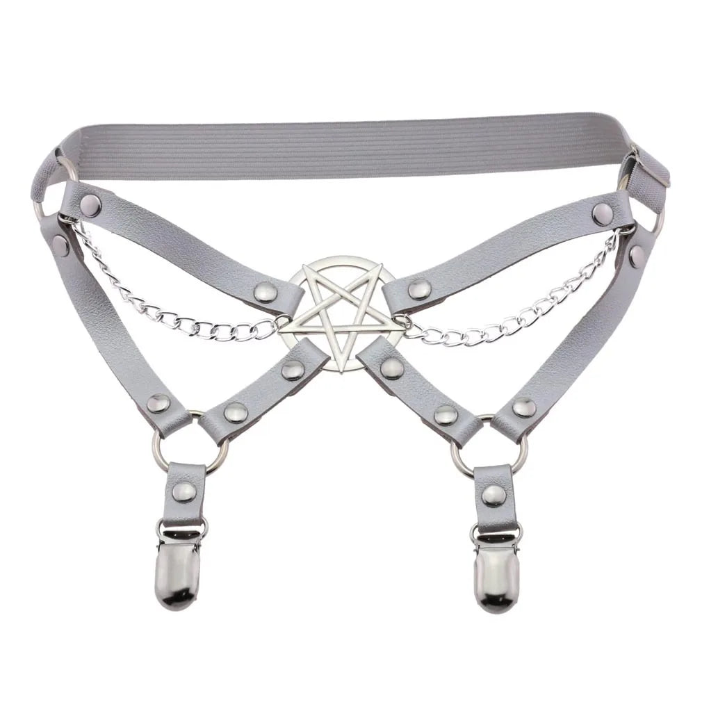 New Goth Punk Leg Strap Garter Belt Pentagram Thigh Harness Women Girls Gothic Cosplay Accessories Harajuku Egirl Jewelry