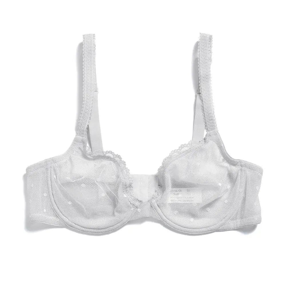 YBCG Black Women Bra Half Cup Lace Lingerie Unlined Underwire Bralette Hollow Mesh Transparent Bra for Women Plus Size Underwear