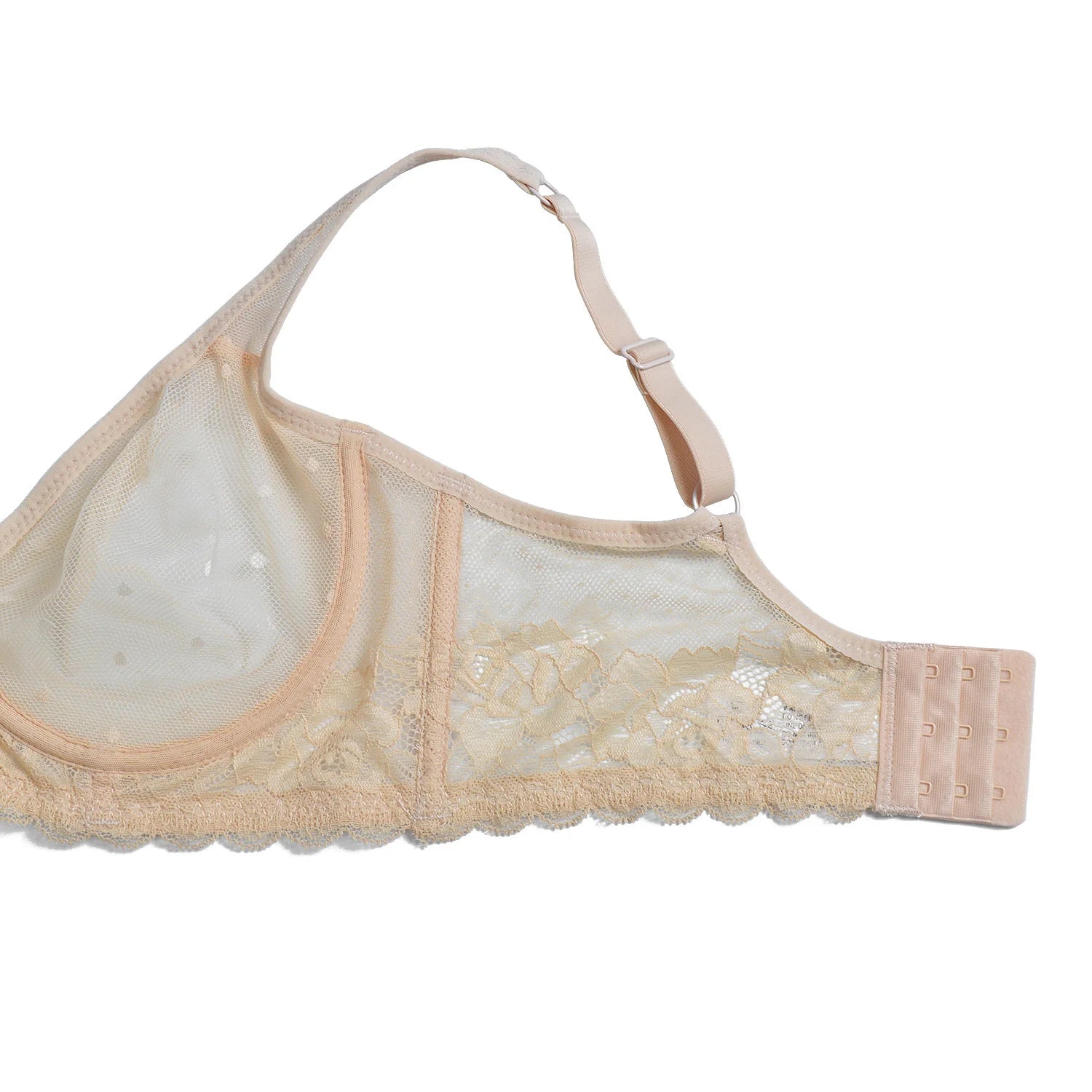 YBCG Nude Bra Unlined Hollow Mesh Lace Lingerie Full Coverage Underwire Bras for Women Plus Size Bralette See Through Underwear