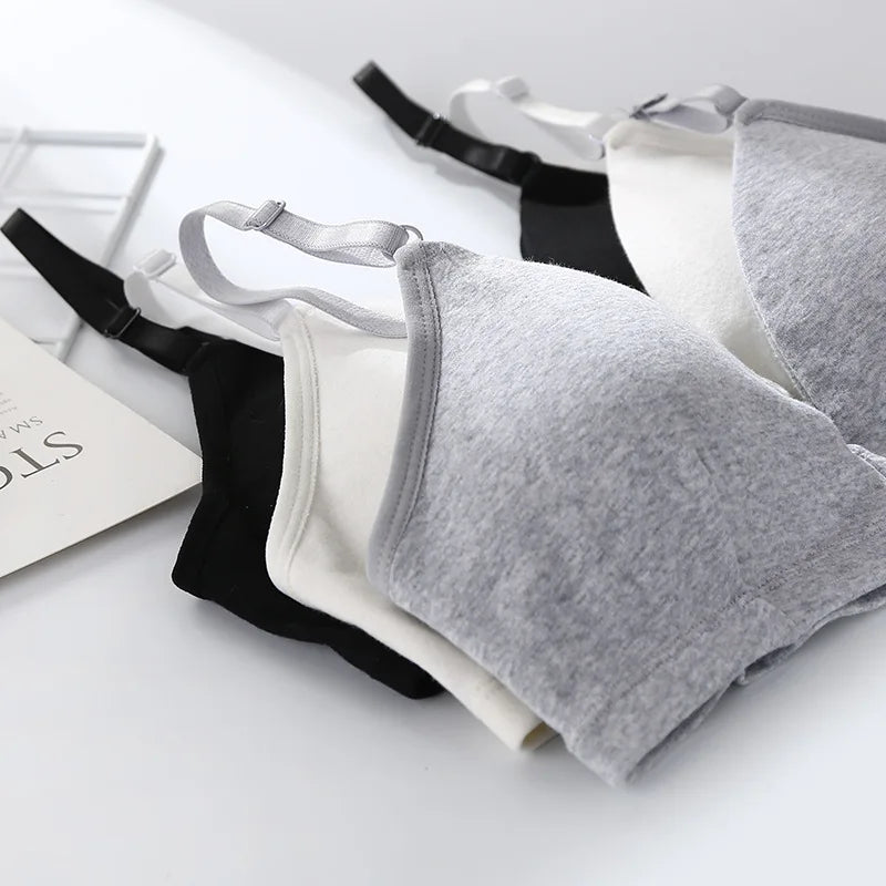 Cotton Bras For Women Push-Up Bra Non-Wire Brassiere Sexy Lingerie Comfort Braette Solid Color Breathable Underwear V-Neck Tops