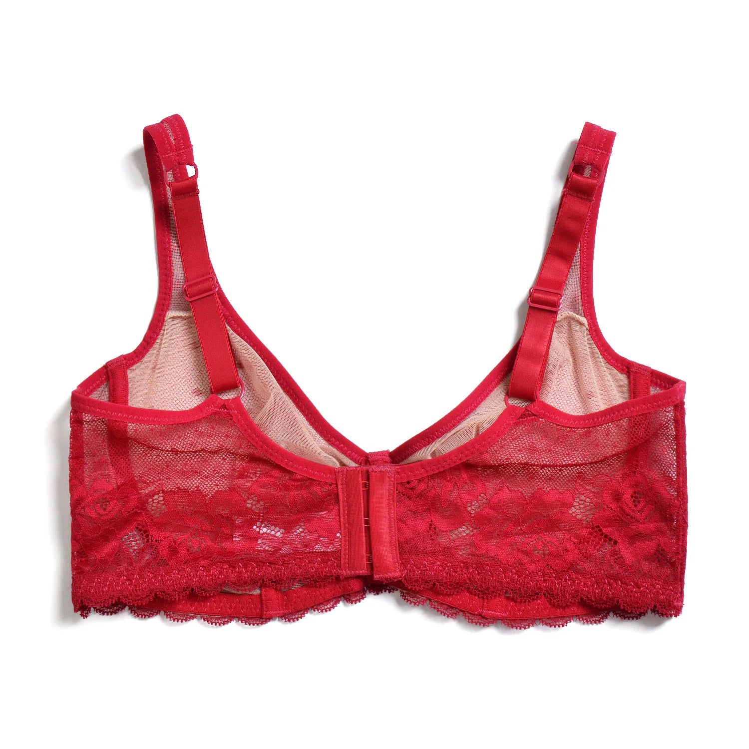 YBCG Nude Bra Unlined Hollow Mesh Lace Lingerie Full Coverage Underwire Bras for Women Plus Size Bralette See Through Underwear