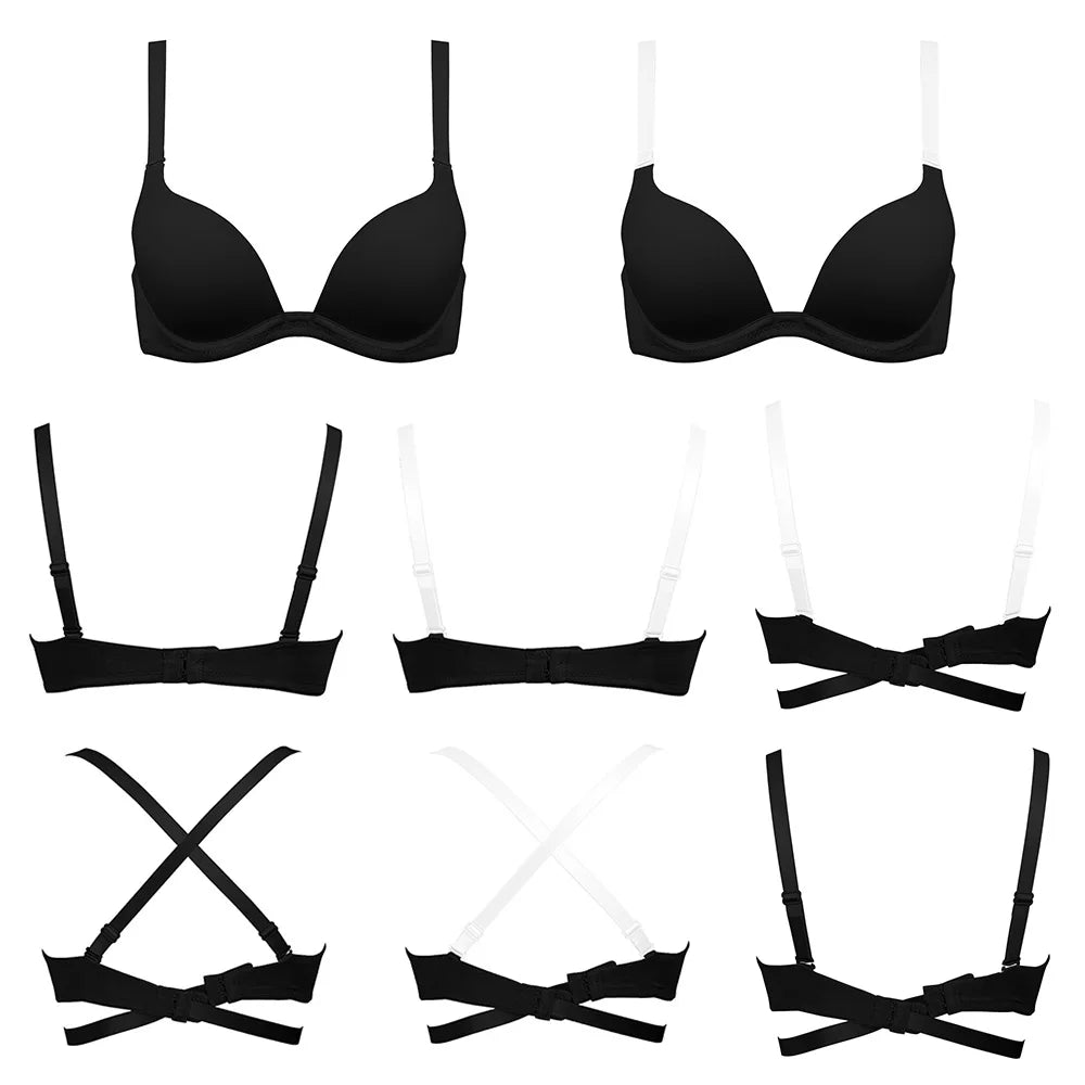 New Sexy Bra For Women Plunge Multiway Underwire Padded Push Up Bras A B C D E 65 70 75 80 85 90 95 100