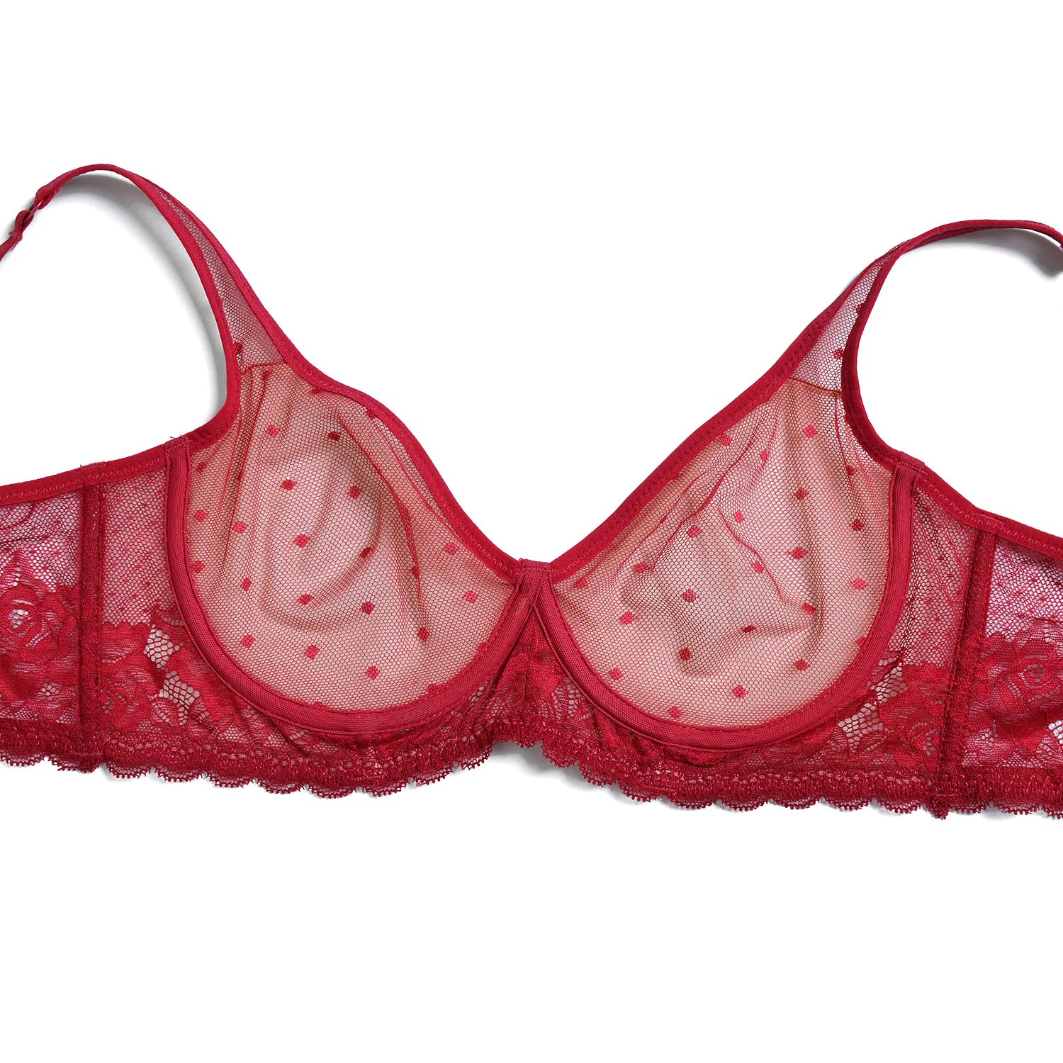 YBCG Nude Bra Unlined Hollow Mesh Lace Lingerie Full Coverage Underwire Bras for Women Plus Size Bralette See Through Underwear