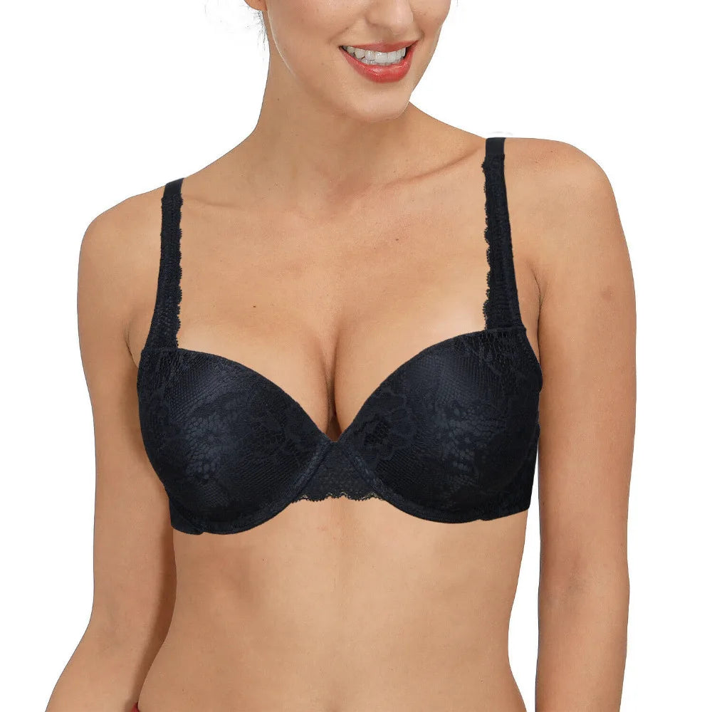 Push Up Women's Bra Sexy Everyday Floral Embroidery Underwire Lace Bralette Plus Size A B C D DD E Cups 70 75 80 85 90 95 100