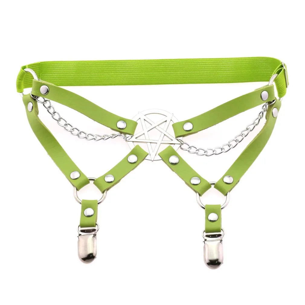 New Goth Punk Leg Strap Garter Belt Pentagram Thigh Harness Women Girls Gothic Cosplay Accessories Harajuku Egirl Jewelry