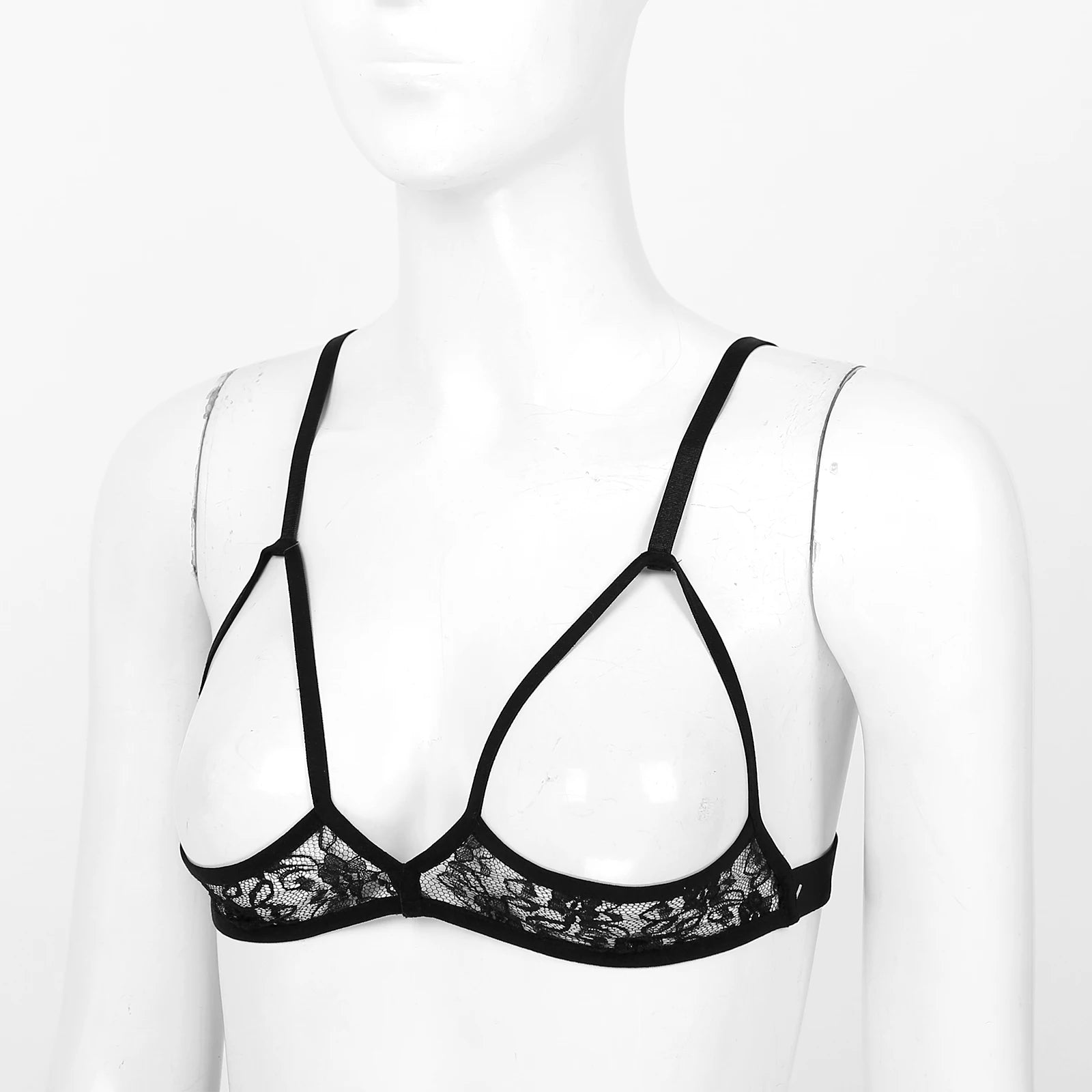 Women's Sexy Lingerie Bra Tops Sheer Floral Lace Hollow Out Wireless Bra Erotic Open Nipple Breast Unlined Bralette Underwear