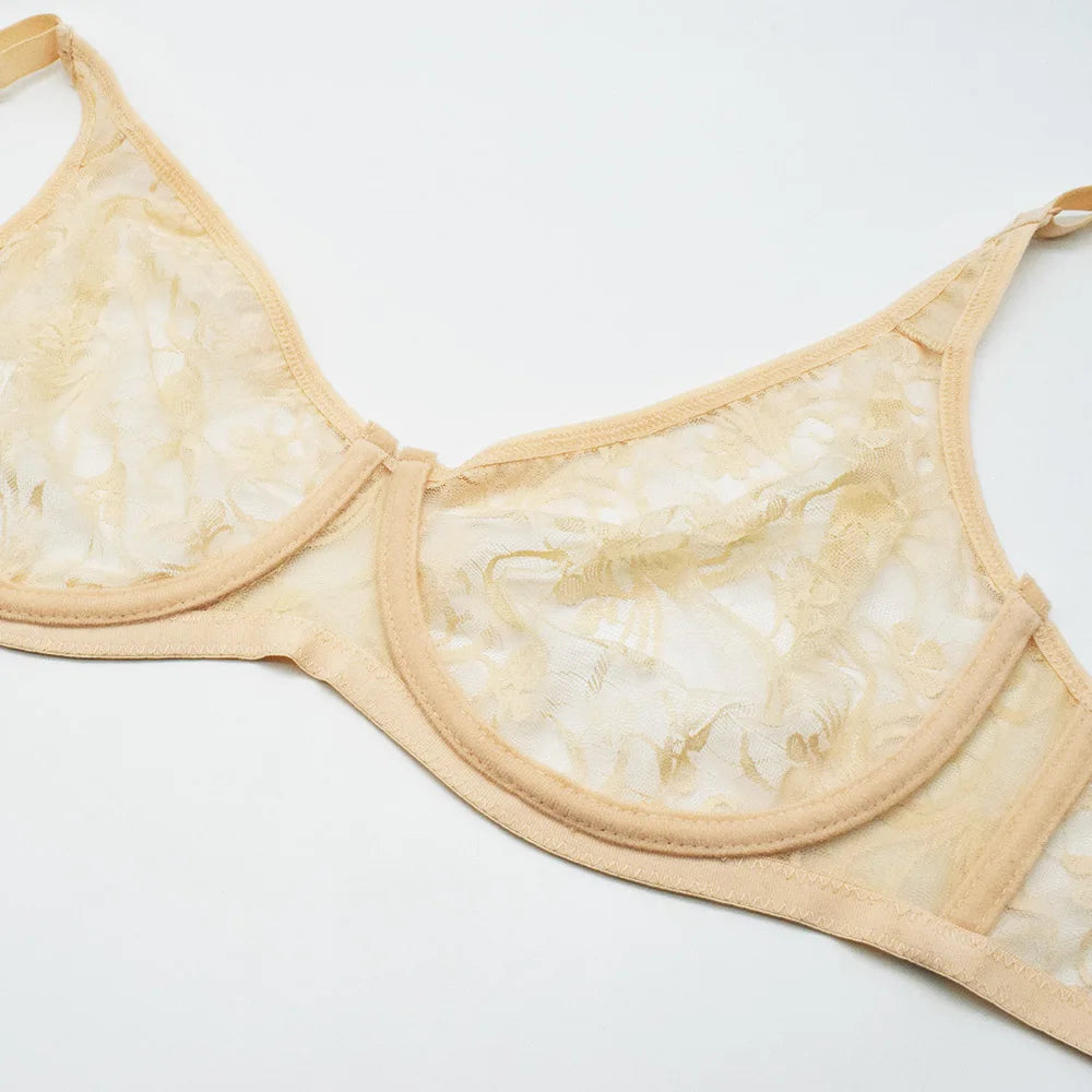 Sexy Lace Bras For Women Unlined Underwire Bra Bralette Underwear Tops Embroidery Floral Lingerie  Brassiere BH A B C D DD Cup