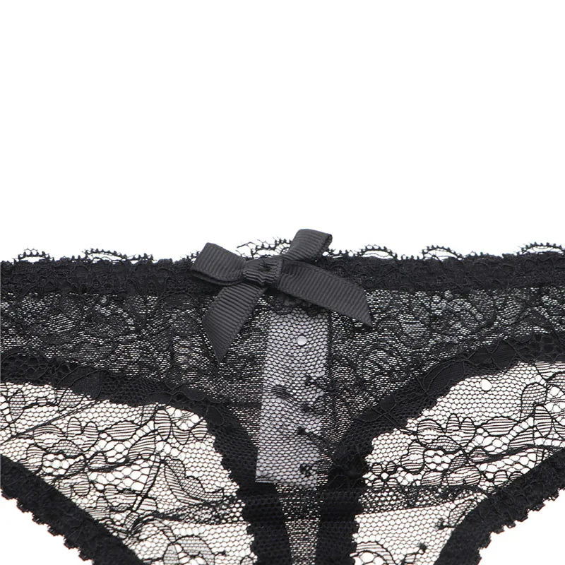 Varsbaby Women's Sexy Lace Transparent 1/2 Cup Lingerie Set Unlined Bras+Thongs Bra Set ABCD Cup