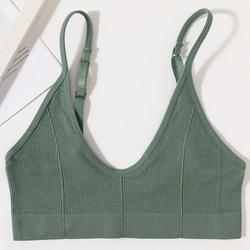 Seamless Bras For Women U Back Crop Tops Unlined Bralette Sports Bra Sexy Lingerie Wireless Brassiere Female Ribbed Underwear