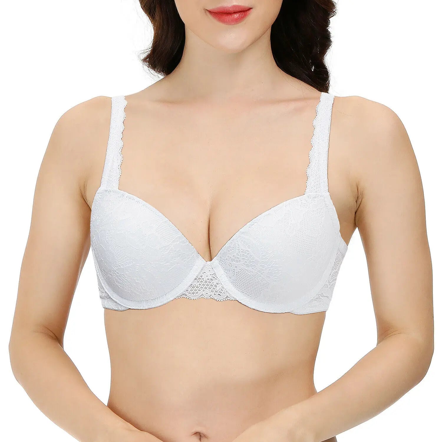 Push Up Women's Bra Sexy Everyday Floral Embroidery Underwire Lace Bralette Plus Size A B C D DD E Cups 70 75 80 85 90 95 100