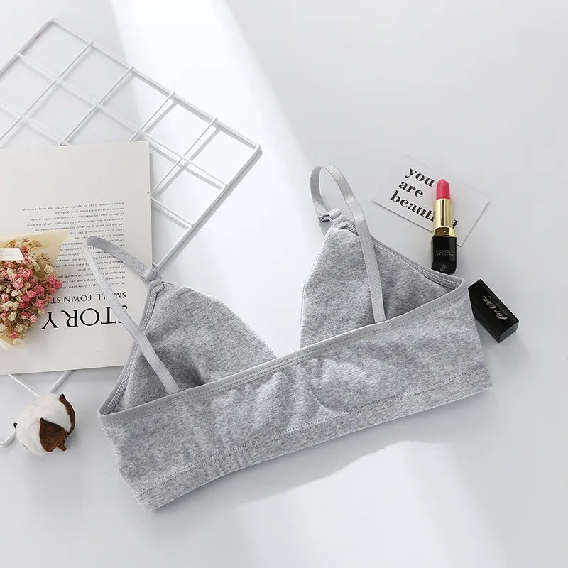 Cotton Bras For Women Push-Up Bra Non-Wire Brassiere Sexy Lingerie Comfort Braette Solid Color Breathable Underwear V-Neck Tops