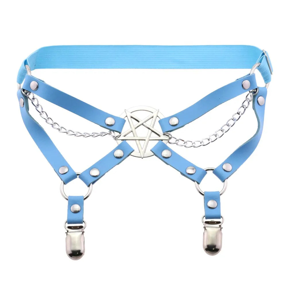New Goth Punk Leg Strap Garter Belt Pentagram Thigh Harness Women Girls Gothic Cosplay Accessories Harajuku Egirl Jewelry