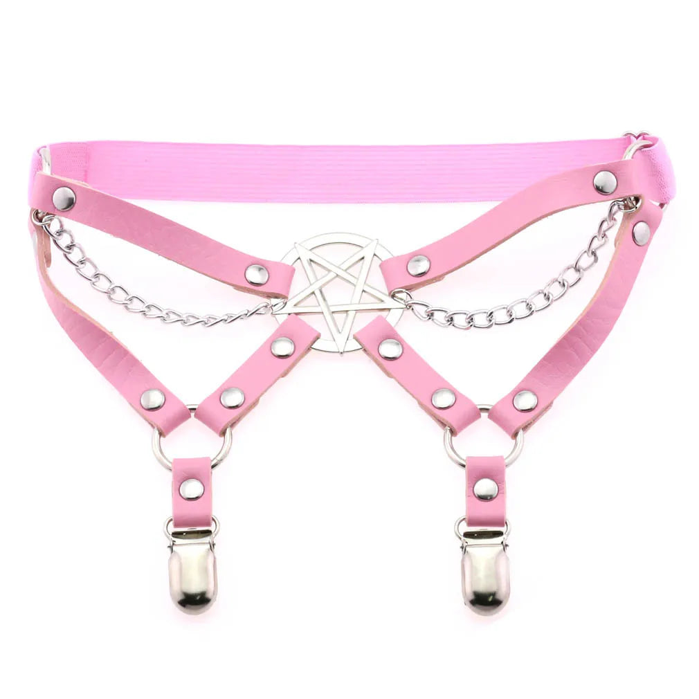 New Goth Punk Leg Strap Garter Belt Pentagram Thigh Harness Women Girls Gothic Cosplay Accessories Harajuku Egirl Jewelry
