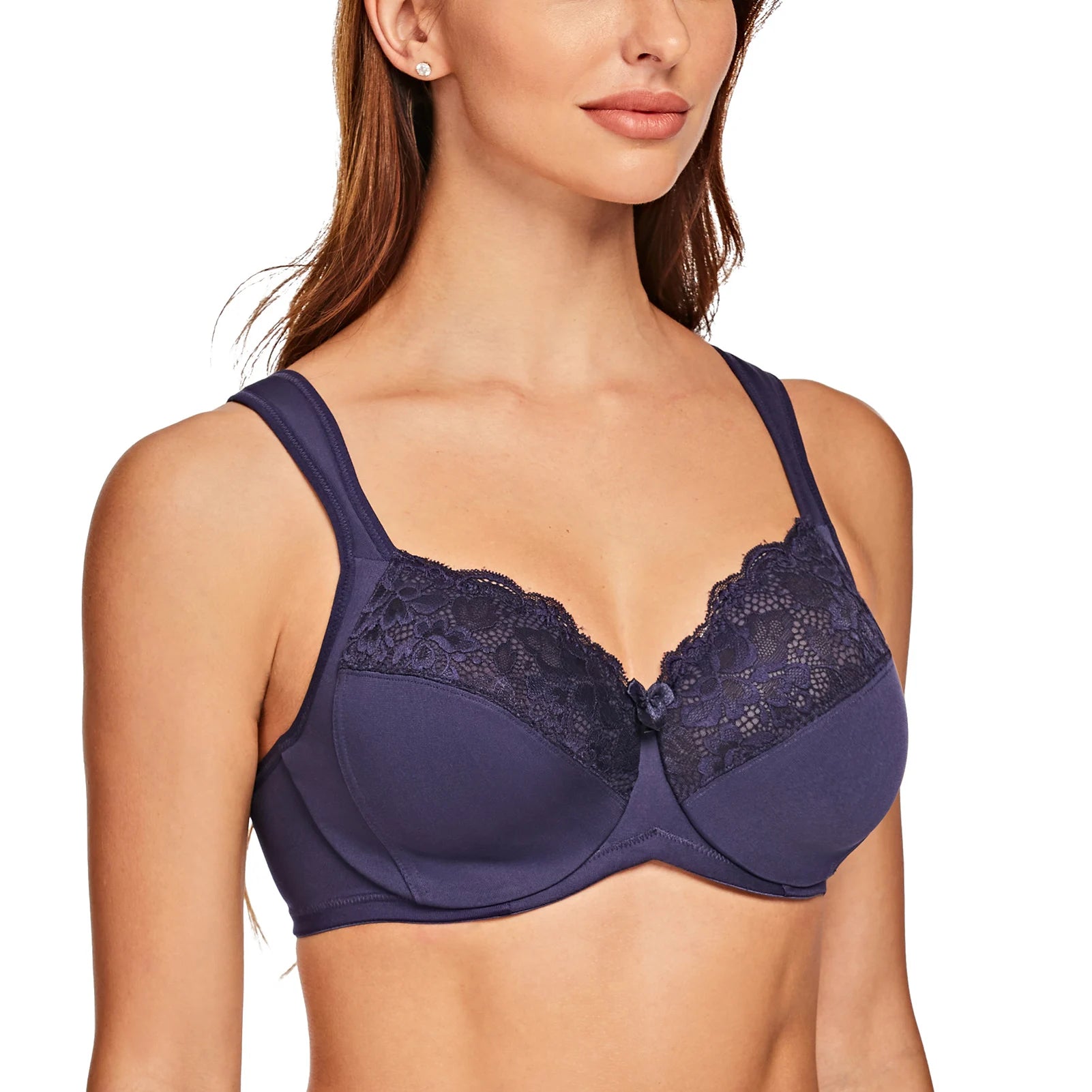 Women's Minimizer Full Coverage Underwire Bra Sexy Lace Comfortable Cushion Strap
