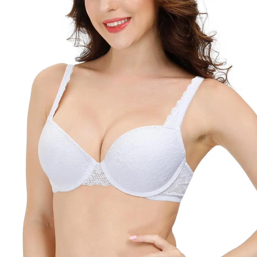 Push Up Women's Bra Sexy Everyday Floral Embroidery Underwire Lace Bralette Plus Size A B C D DD E Cups 70 75 80 85 90 95 100
