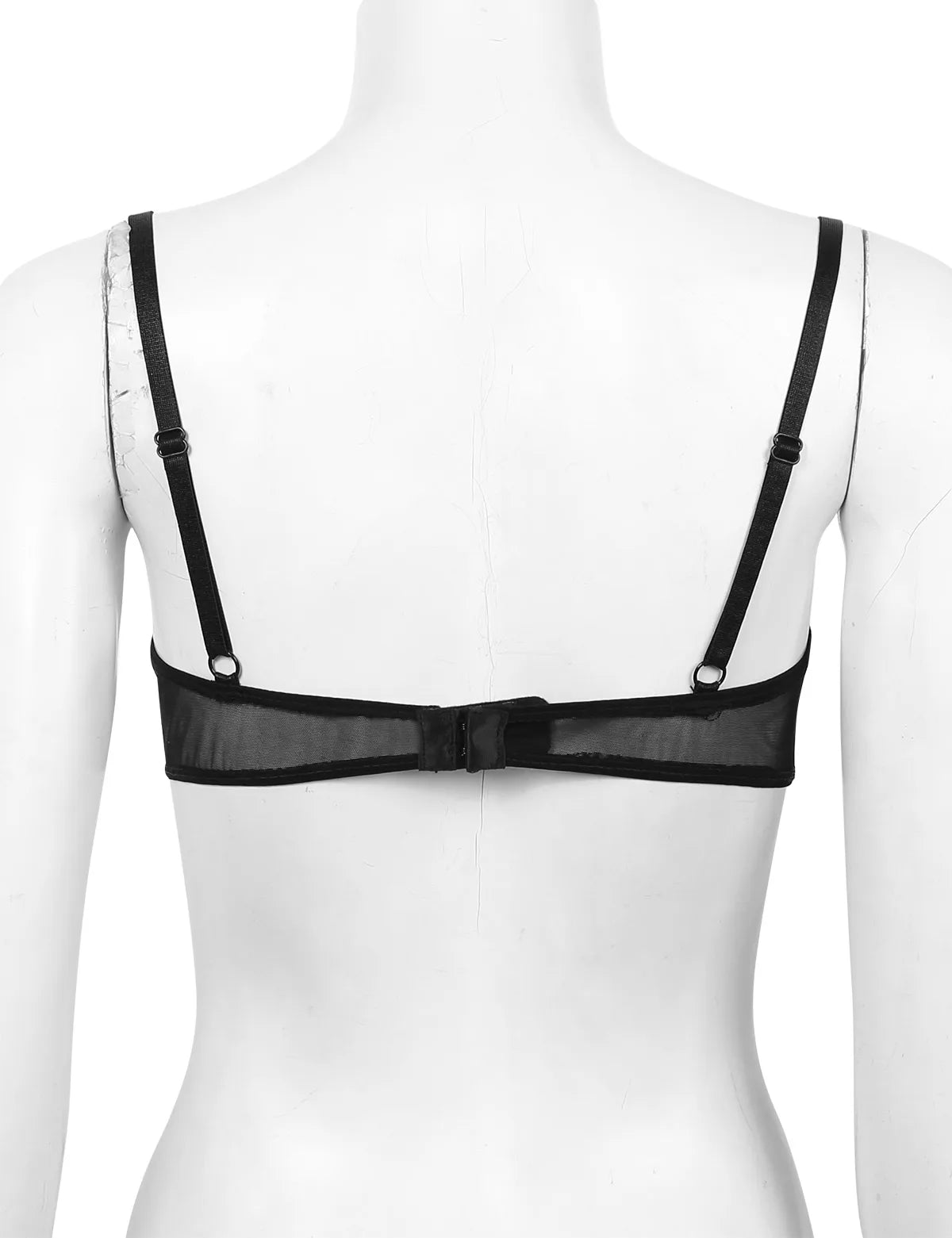 Womens Sheer Mesh Floral Lace Nipple Split Wire-Free Unlined Bikini Bra Triangle Bralette Exotic Open Cups Bras Plus Size
