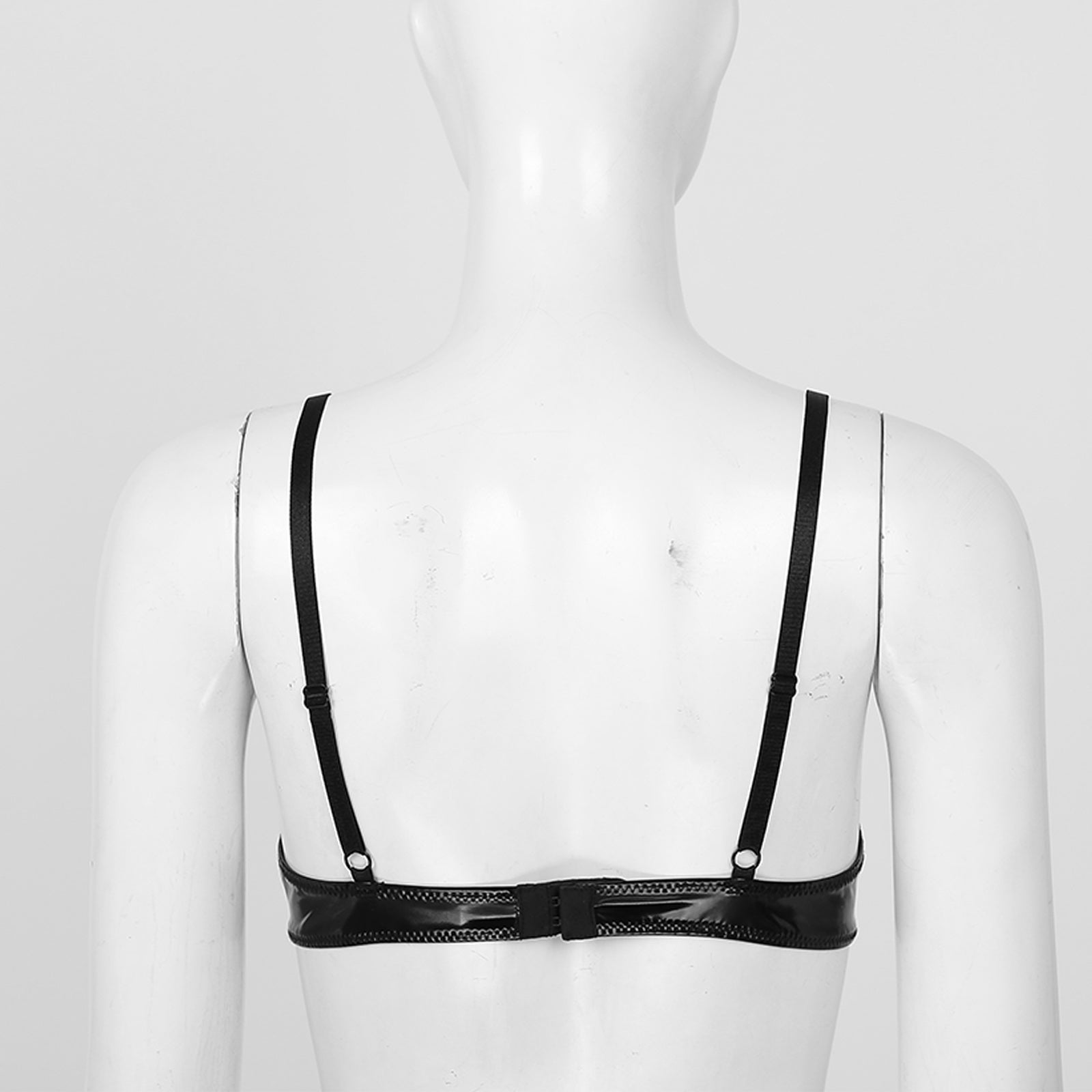 Womens Lingerie Open Breast Bras Wet Look Patent Leather Sexy Open Chest Quarter Cup Brassier Strappy Underwired Bra Underwear