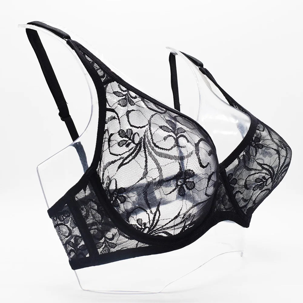 Sexy Lace Bras For Women Unlined Underwire Bra Bralette Underwear Tops Embroidery Floral Lingerie  Brassiere BH A B C D DD Cup
