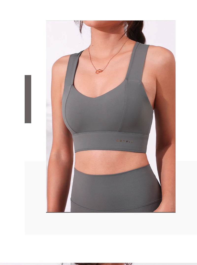 Sports Bra Yoga Gym Unwired Bras Women High Full Support Workout Top Fitness Running Push Up Wide Straps Cross Back Underwear