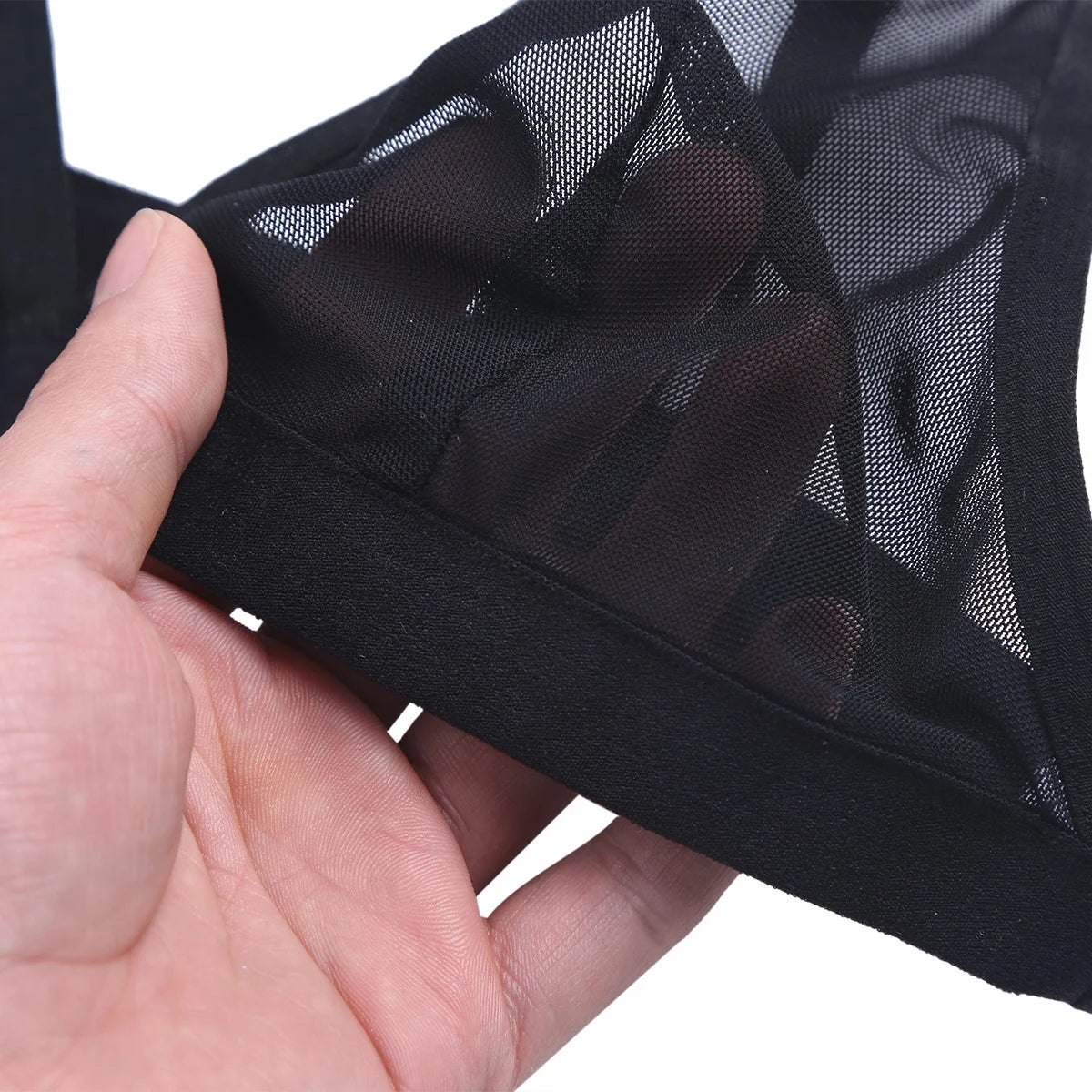 Womens Sheer Mesh Transparent Wireless Unlined Bra Tops Sexy Triangle Bralette Balconette Comfortable Brassiere Underwear