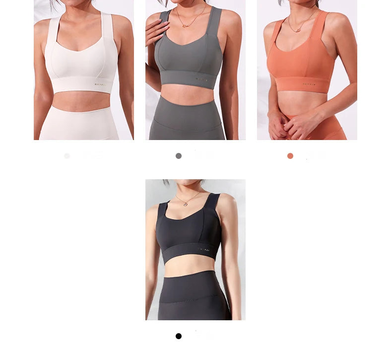 Sports Bra Yoga Gym Unwired Bras Women High Full Support Workout Top Fitness Running Push Up Wide Straps Cross Back Underwear