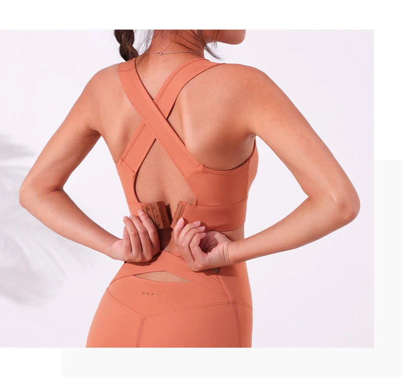 Sports Bra Yoga Gym Unwired Bras Women High Full Support Workout Top Fitness Running Push Up Wide Straps Cross Back Underwear